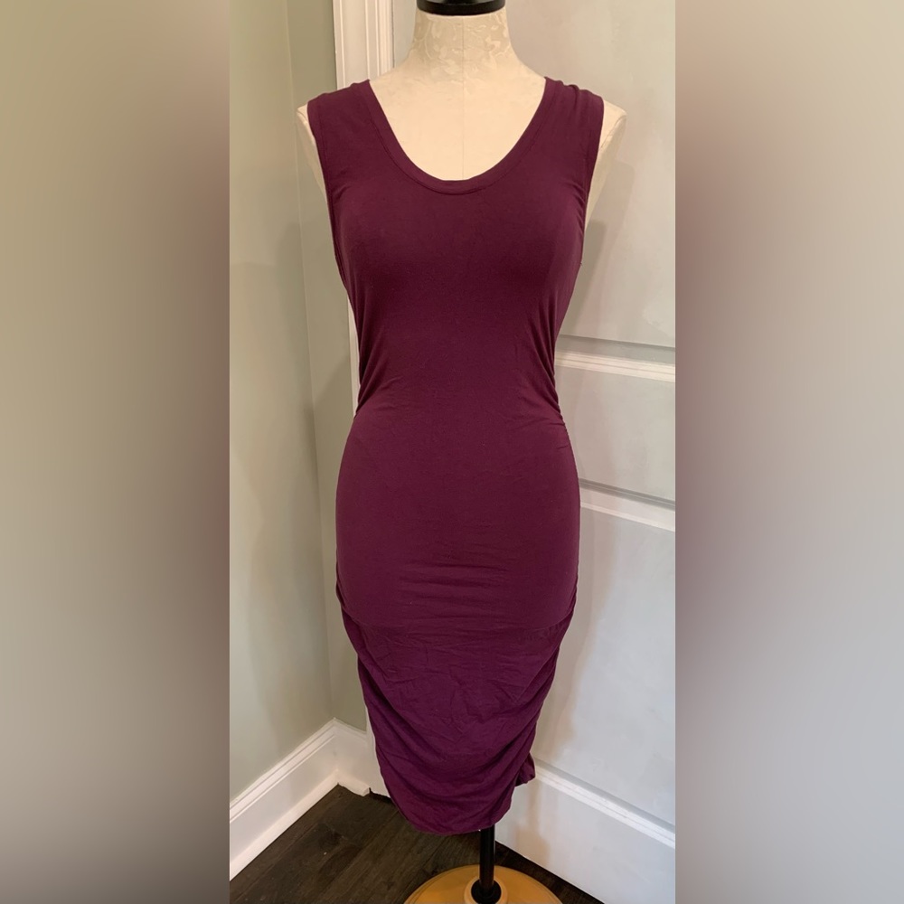 Bobi Los Angeles Shirred Side Tank Dress | Size S | Color Eggplant | Revolve